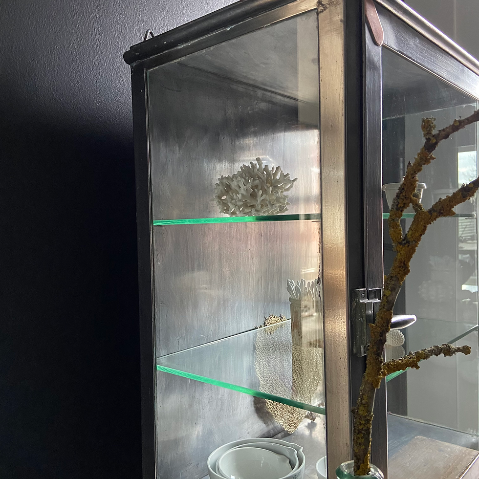 Thumbnail: Large Vintage Glass & Metal Medical Cabinet 