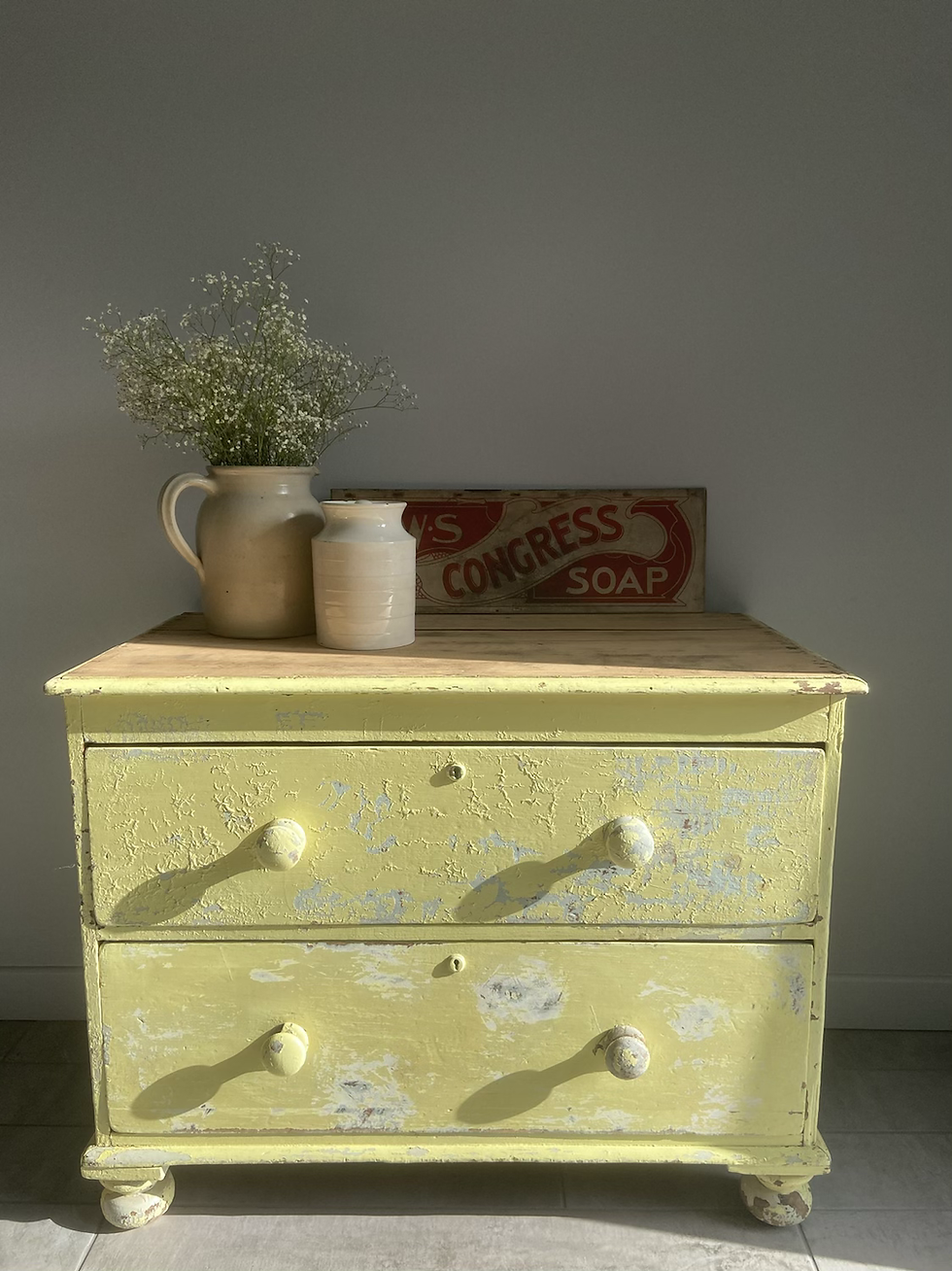Thumbnail: Fabulous Chippy Paint Yellow Drawers 