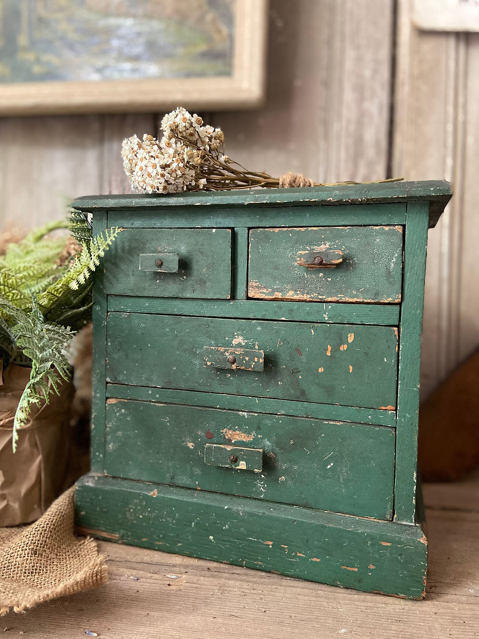 Thumbnail: Glorious Mini Green Painted Tabletop Drawers