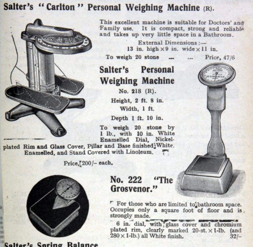 Thumbnail: 1920’s/30’s Salter Scales for Bathroom or Dr’s Surgery with Enamel Dial