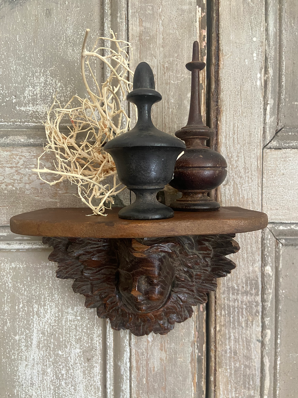 Thumbnail: Antique French Wooden Carved Cherub Corbel Shelf