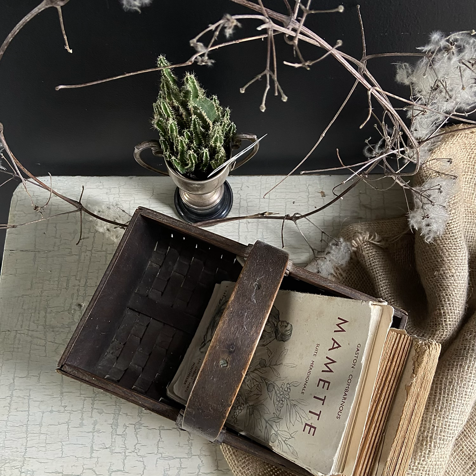 Thumbnail: A Lovely Unusual French Vintage Woven Wooden Basket 