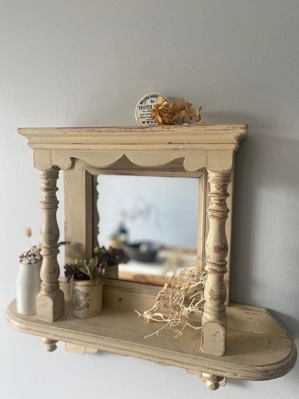 Thumbnail: Vintage French Painted Shelf/Mirror