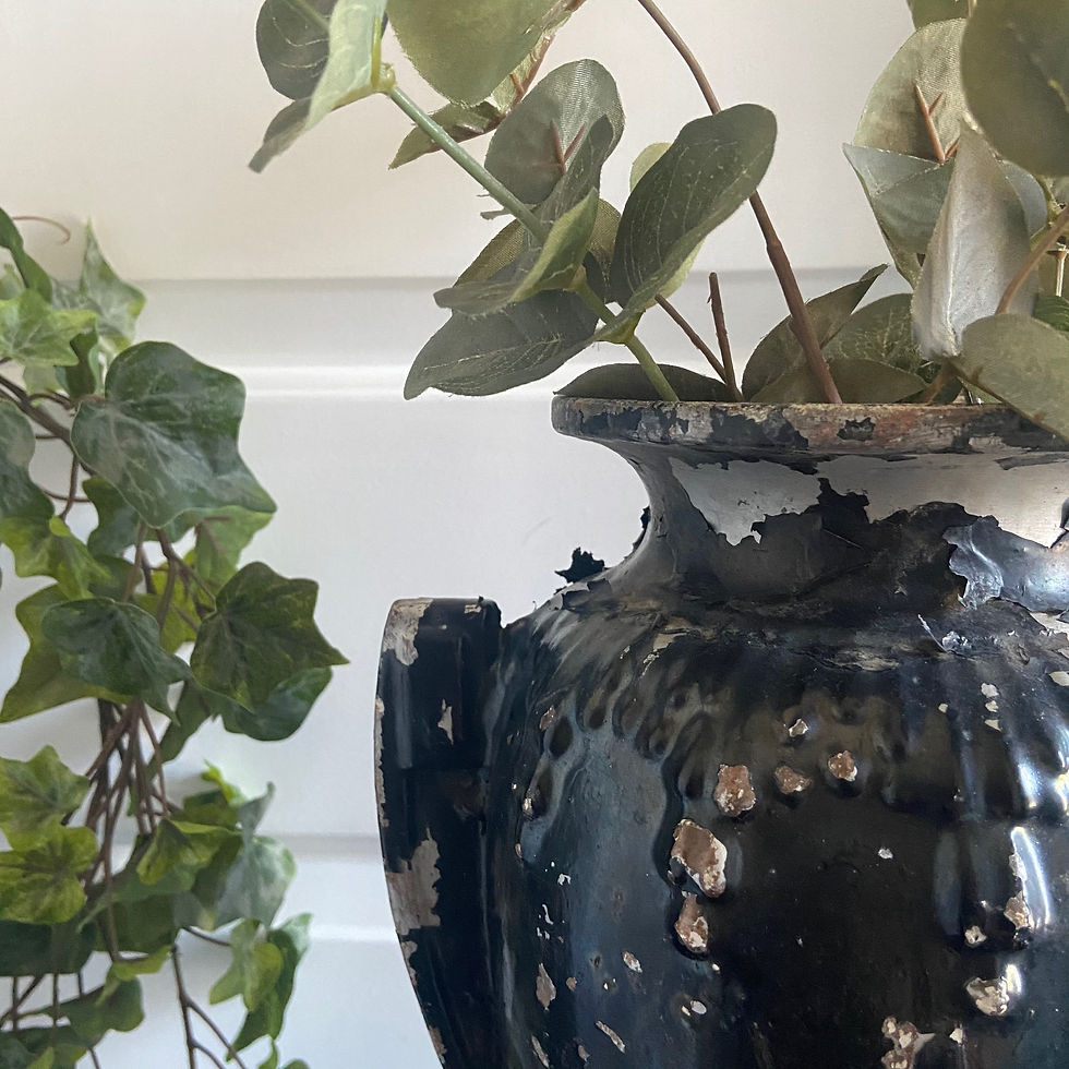 Thumbnail: A Beautiful Vintage Large French Black Cast Iron Vase