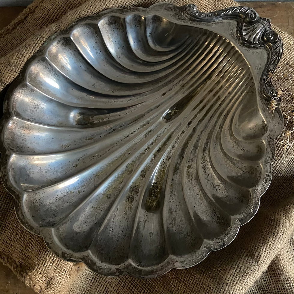 Thumbnail: Large Antique Silver Plated Scallop Shell
