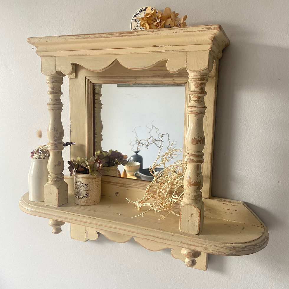 Thumbnail: Vintage French Painted Shelf/Mirror