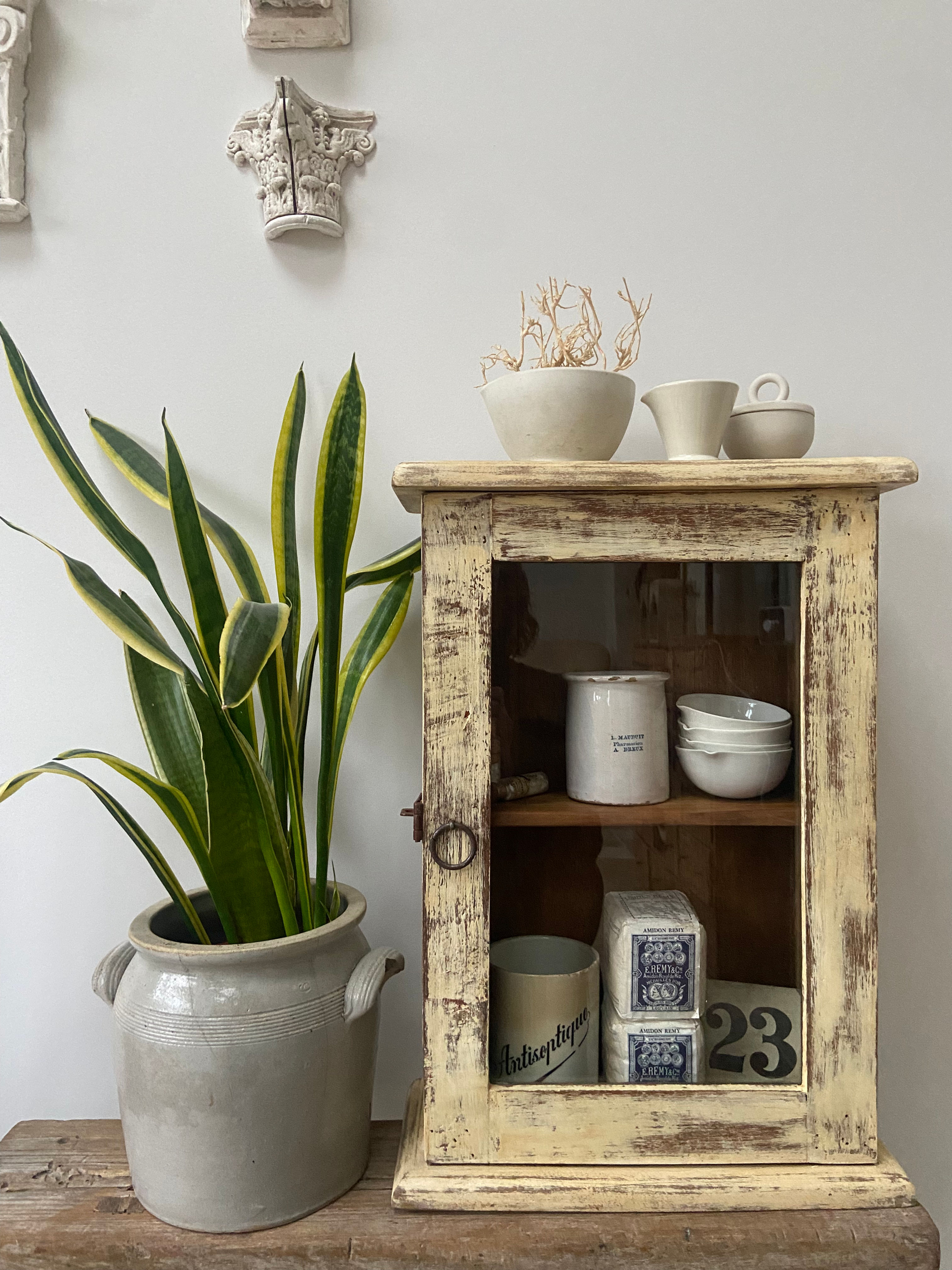 Painted Glass Front Cabinet