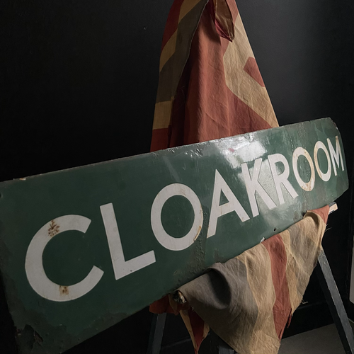 Vintage Railway Station Enamel Cloakroom Sign Saltmill Vintage