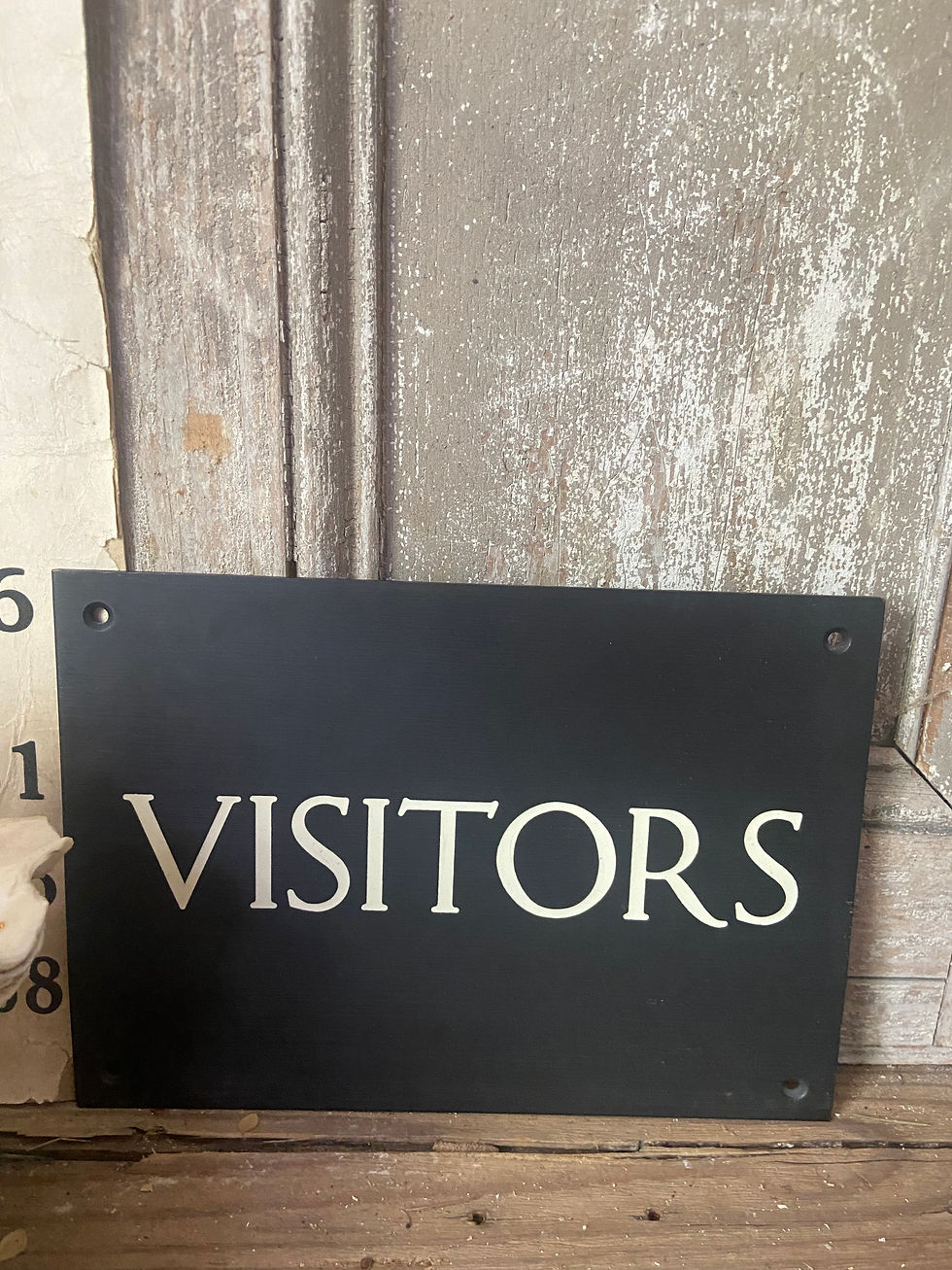 Thumbnail: Antique Bronze and Enamel VISITORS Sign