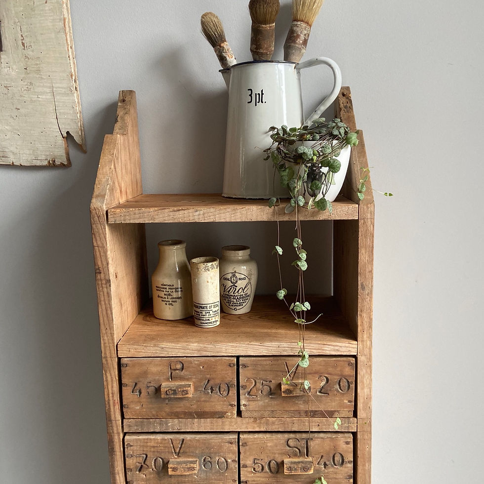 Thumbnail: Rampantly Rustic Vintage French Shelves and Drawers  