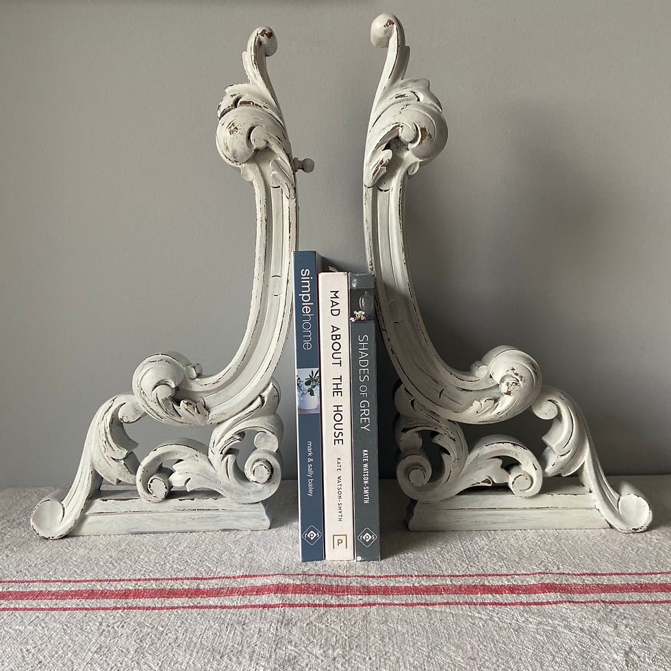 Thumbnail: Pair of White Painted Vintage Wooden Scrolls
