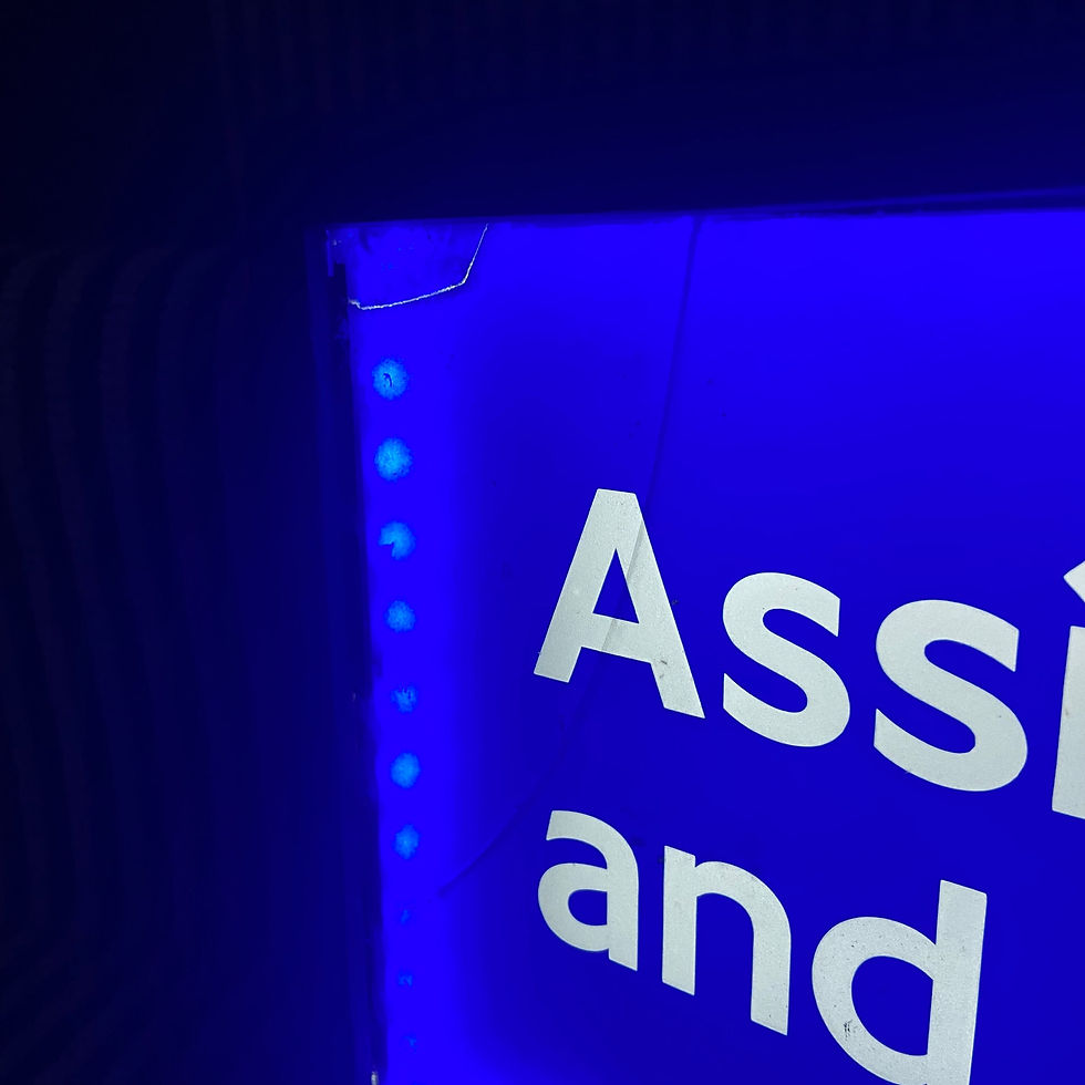 Thumbnail: A Wood and Glass Ticket Office Sign