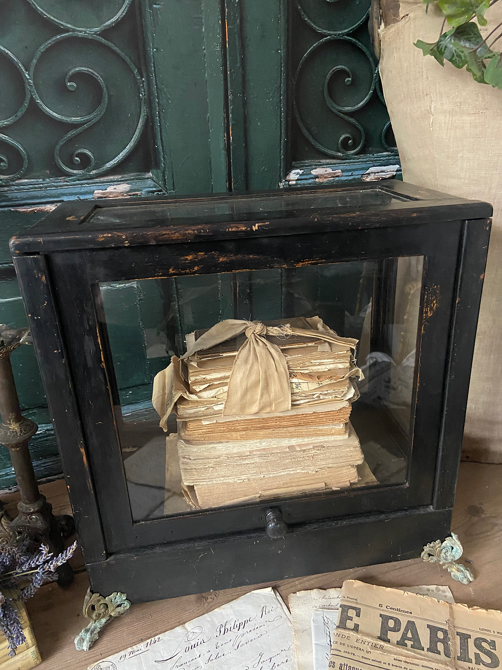 Thumbnail: Stunning French Ebonised Wood and Glass Display Cabinet