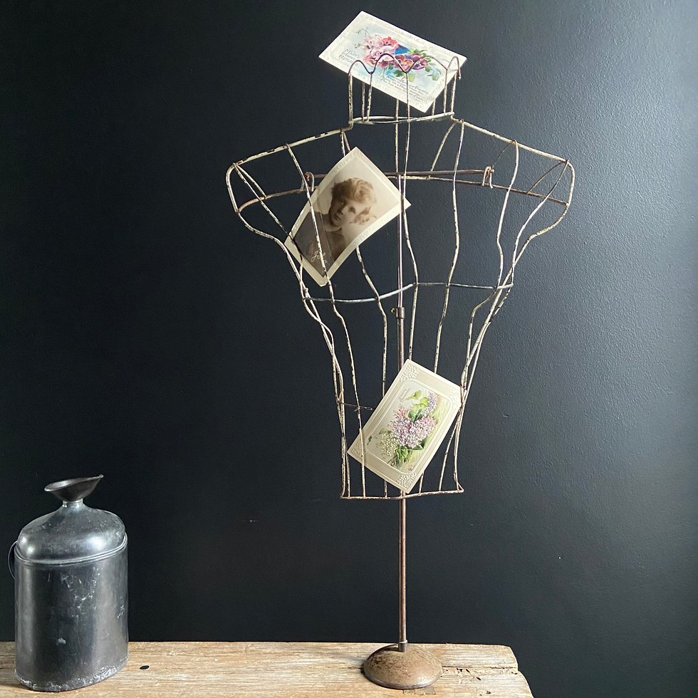 Thumbnail: Vintage Wire Mannequin Bust on Adjustable Stand