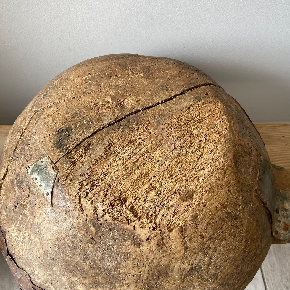 Thumbnail: Unique Antique French Heavy Wooden Dough Bowl