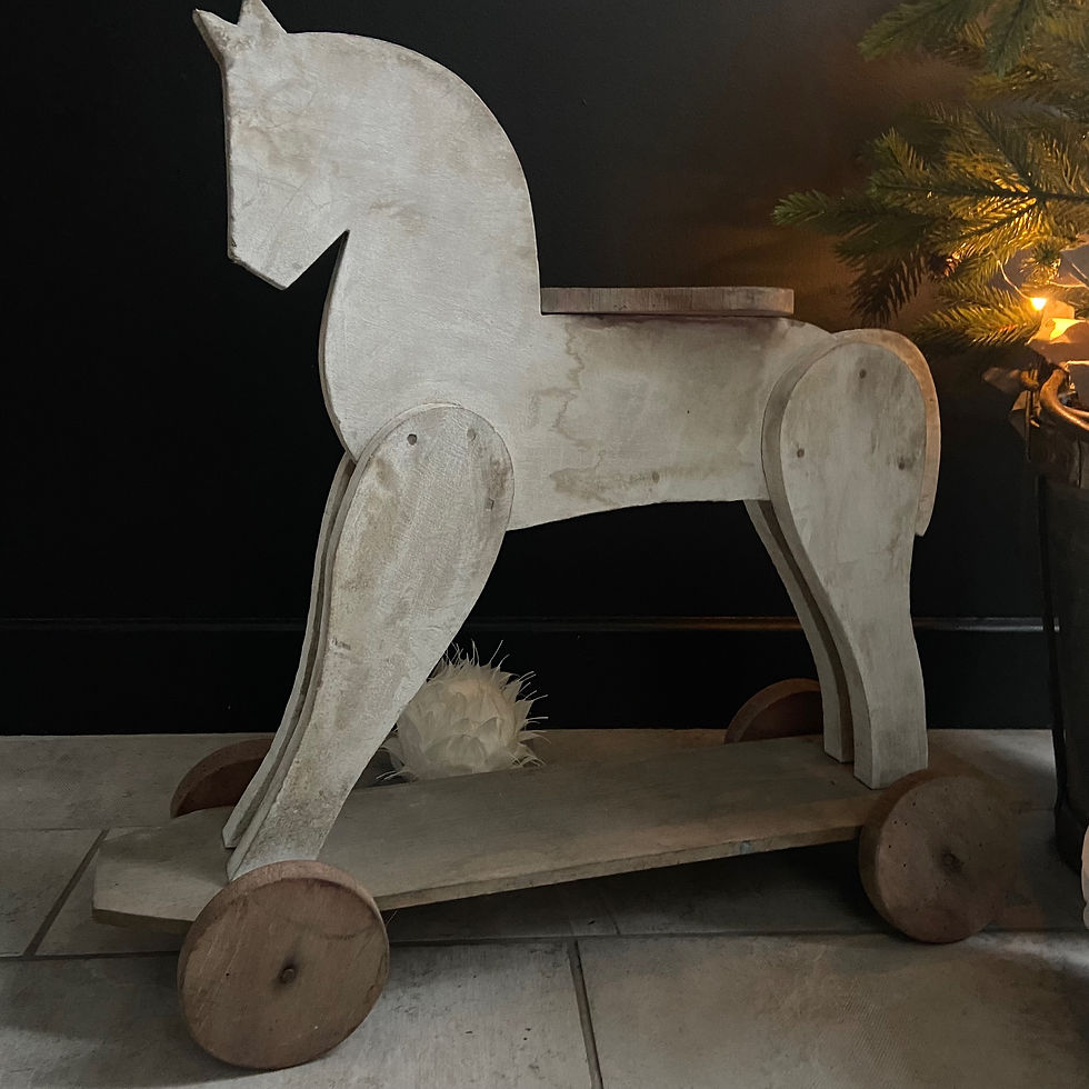 Thumbnail: French Vintage Wooden Horse on Wheels