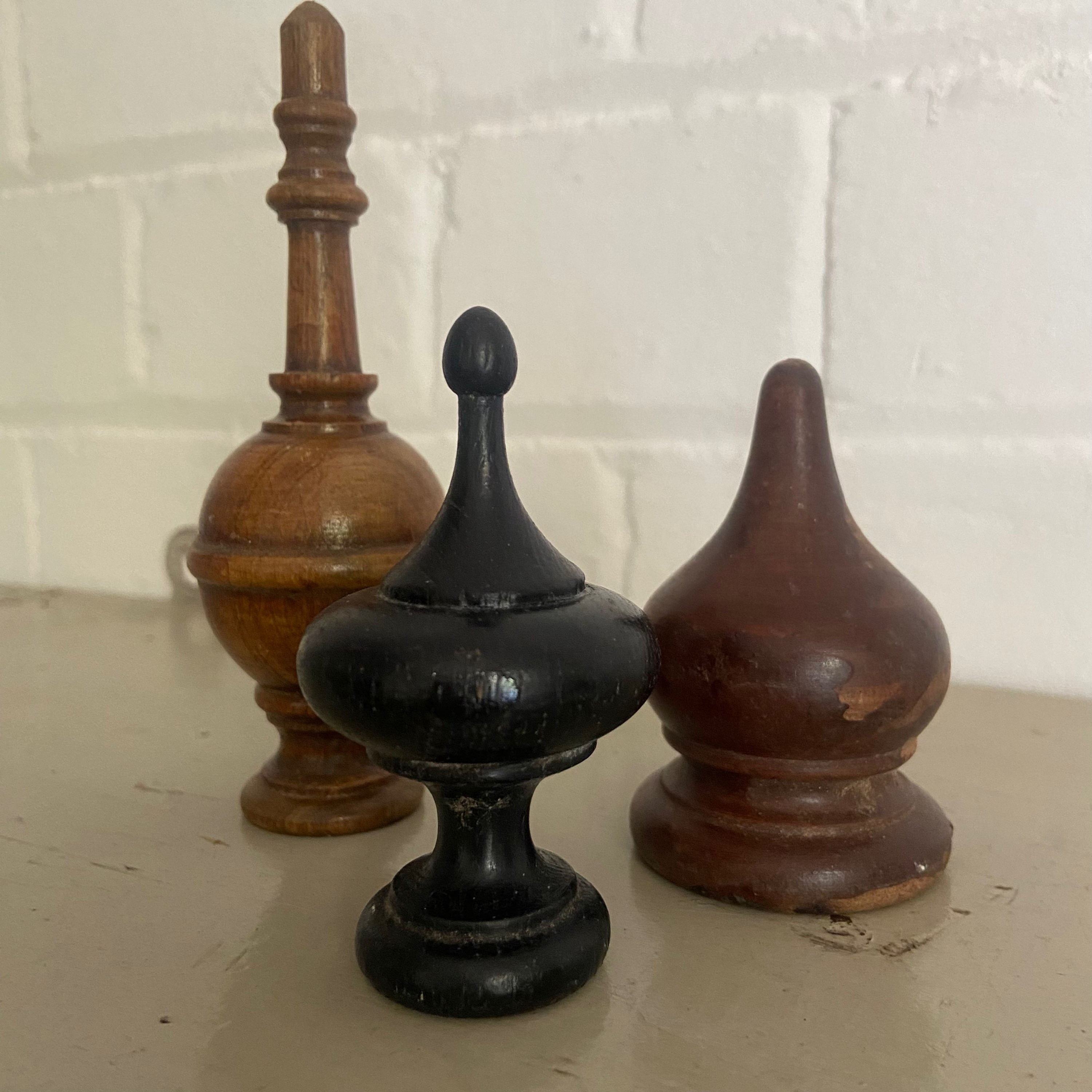 Set of 3 Vintage Decorative Finials