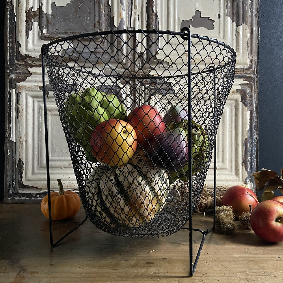 Thumbnail: Unusual Vintage Wire Fruit/Vegetable Collecting and Storage Basket