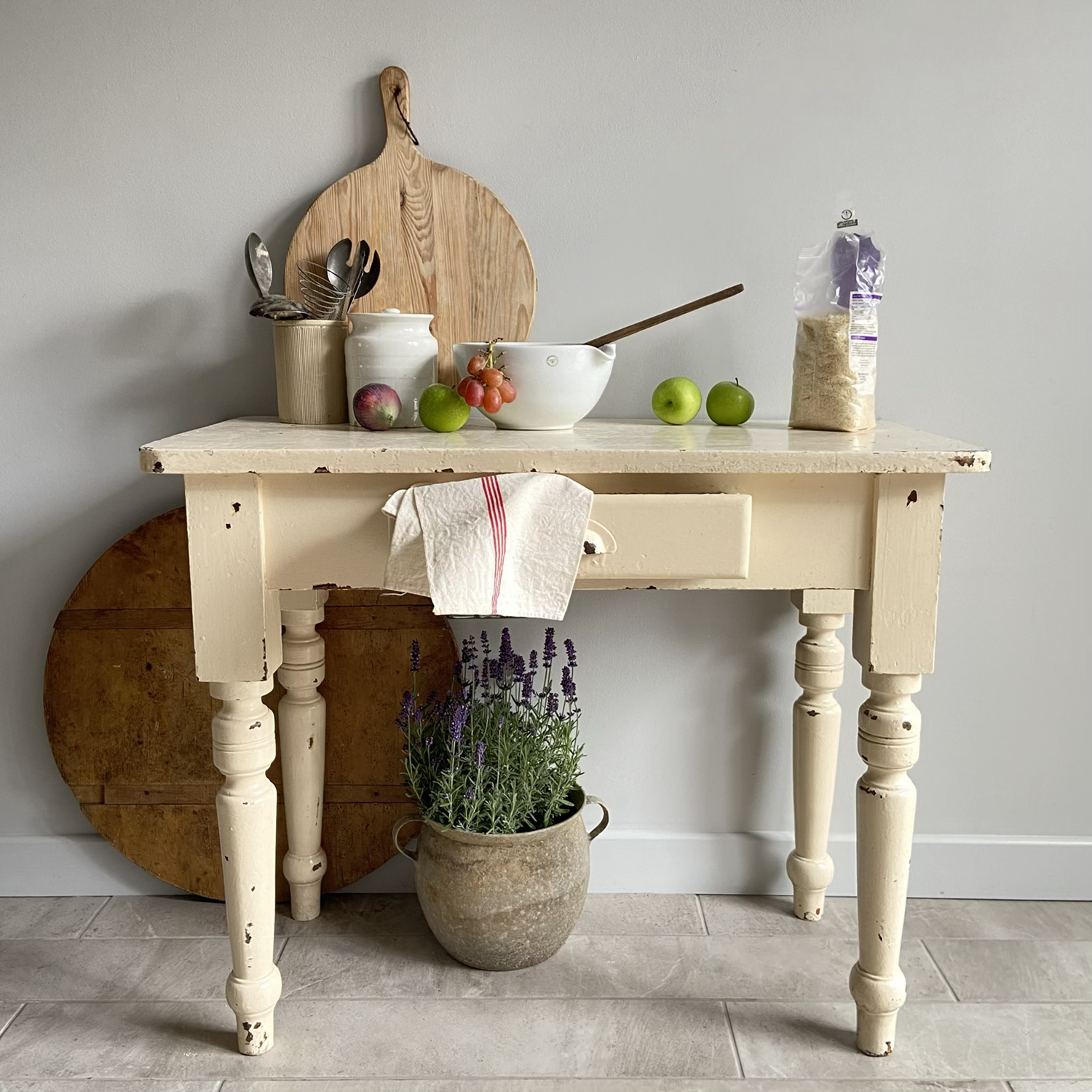 Heavy Antique Prep Table with Drawer