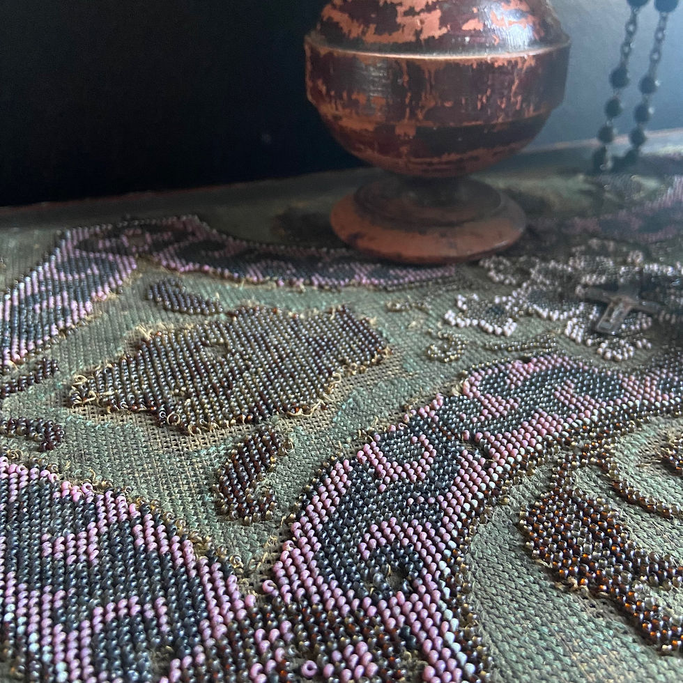 Thumbnail: Victorian Beaded Boudoir Stool or Display Stand 