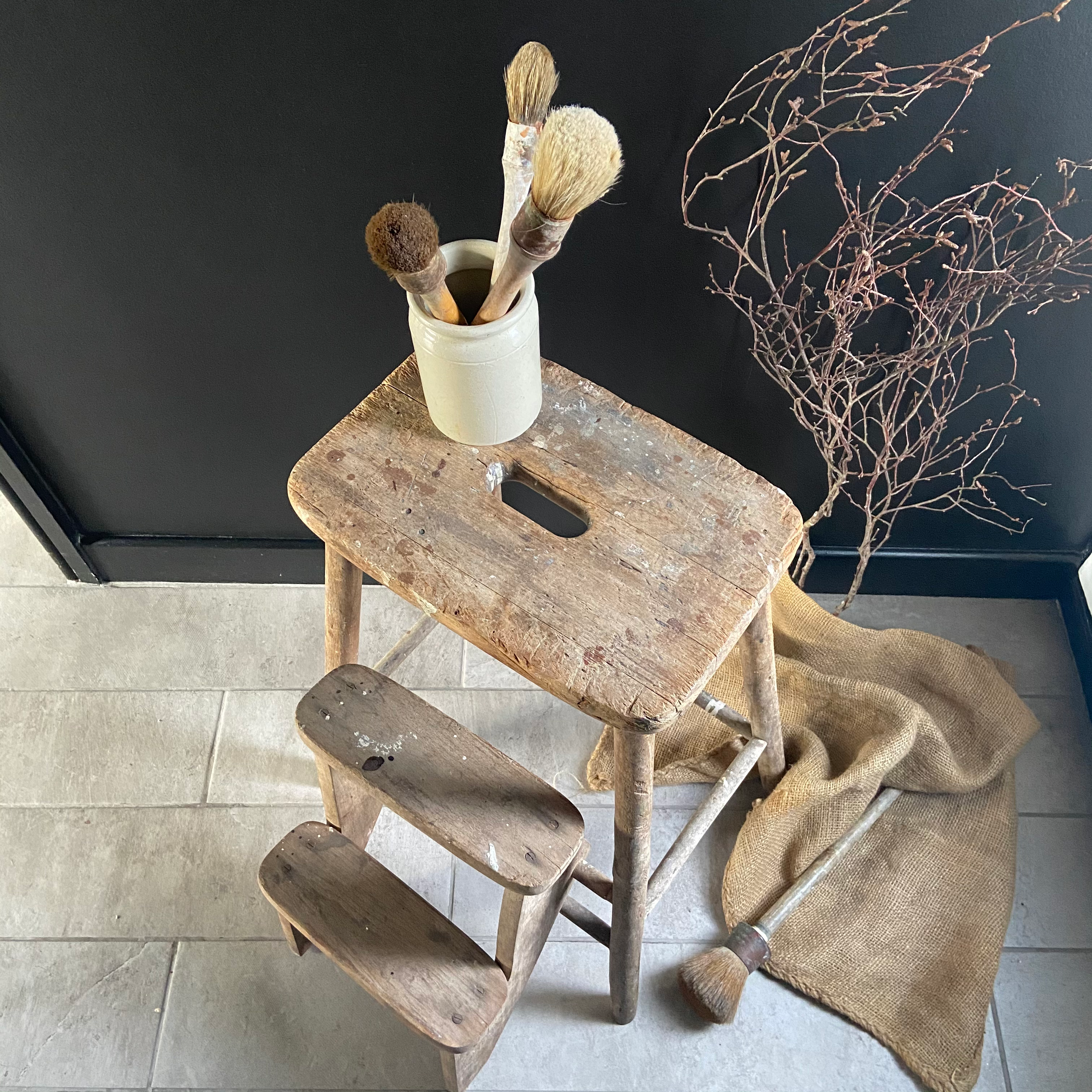 Vintage Rustic Wooden Metamorphic Step Stool
