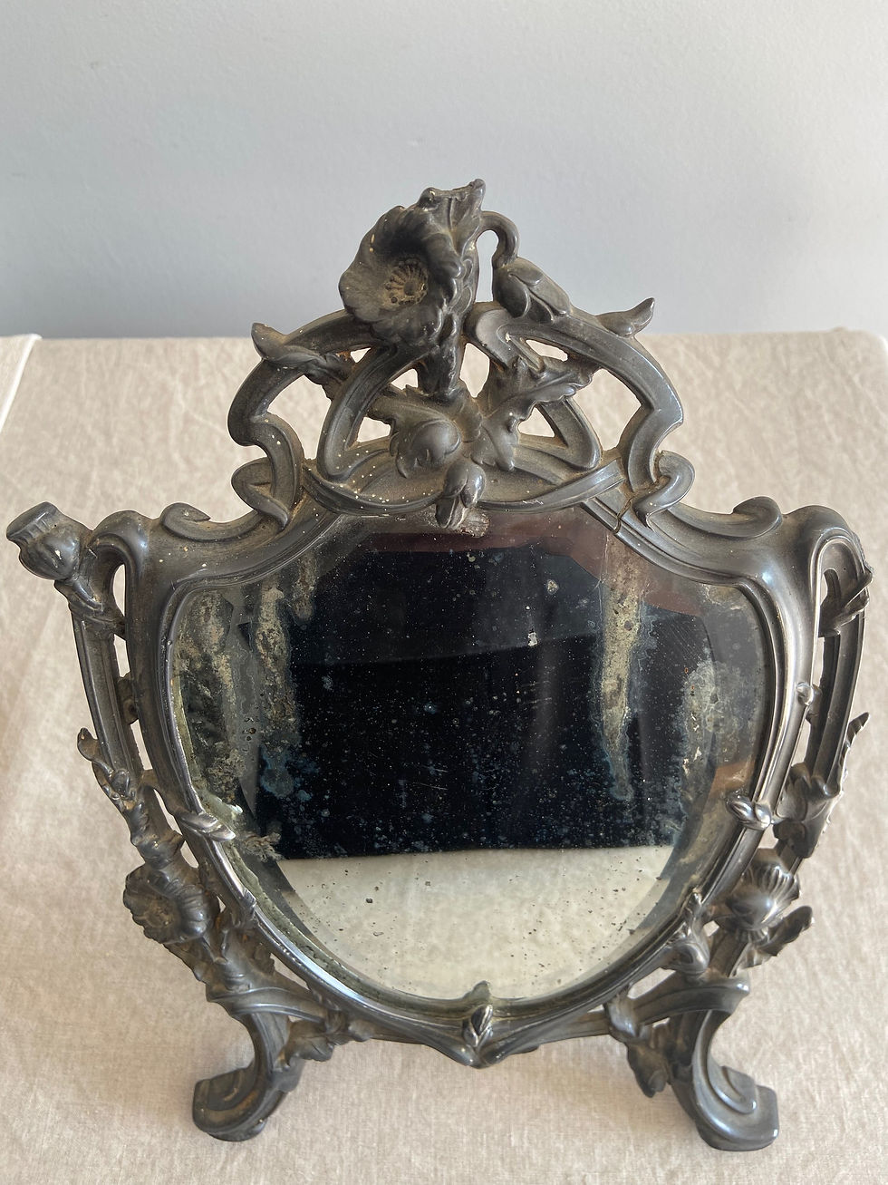 Thumbnail: Beautiful French Heavy Dressing Table Mirror 