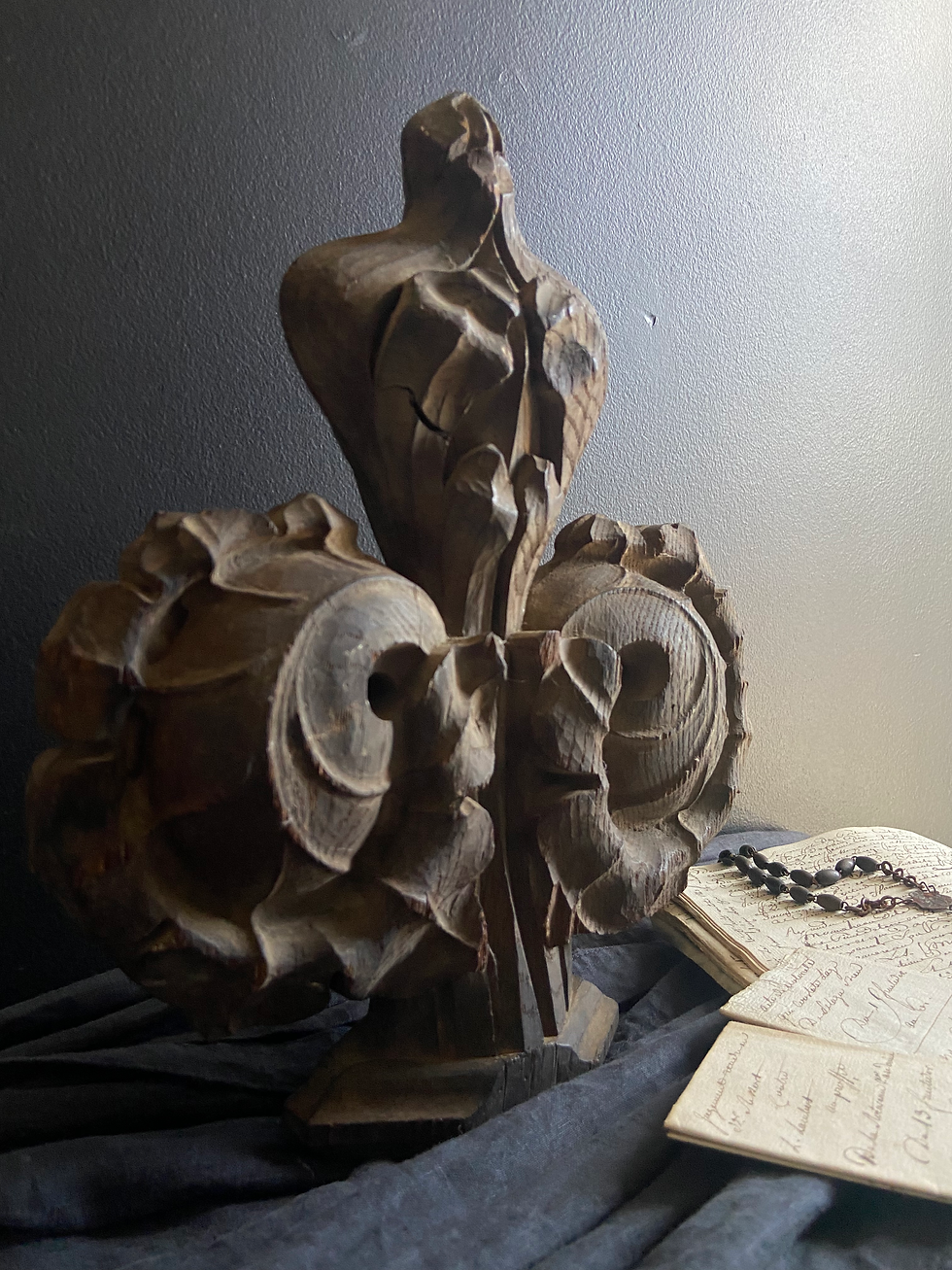 Thumbnail: Glorious Large Hand Carved Antique Oak Pew End