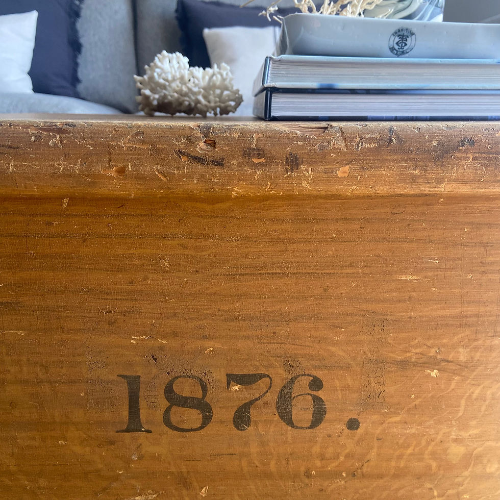 Thumbnail: Fabulous Antique Dated Wooden Trunk