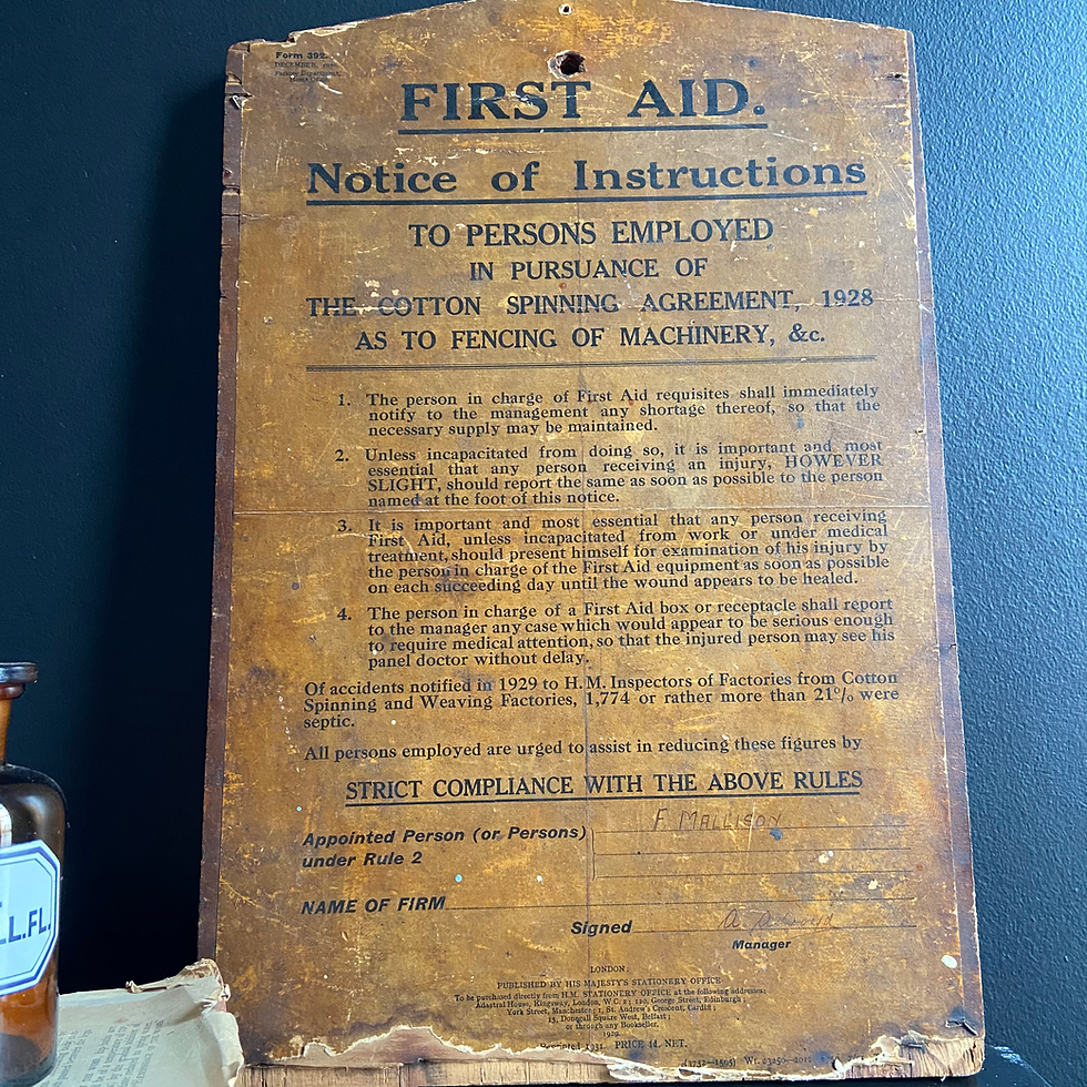 Thumbnail: Vintage Mill Factory First Aid Sign