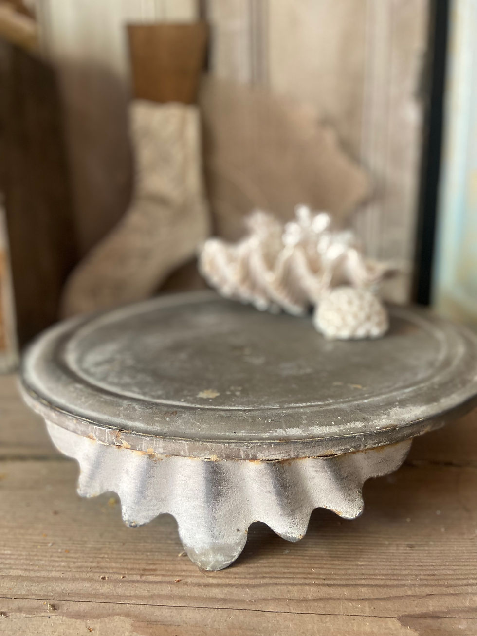 Thumbnail: Vintage French Galvanised Platter/Stand