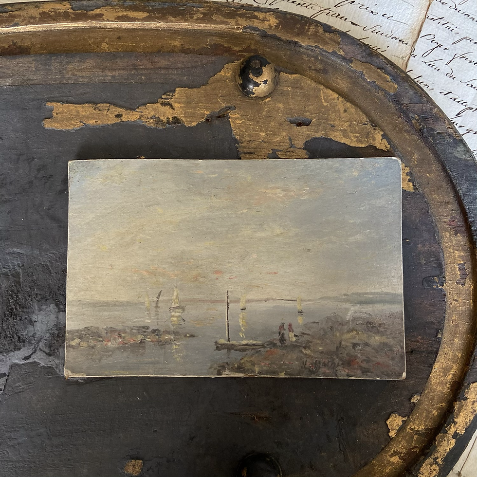 Thumbnail: Postcard Size Watercolour Boat Painting 