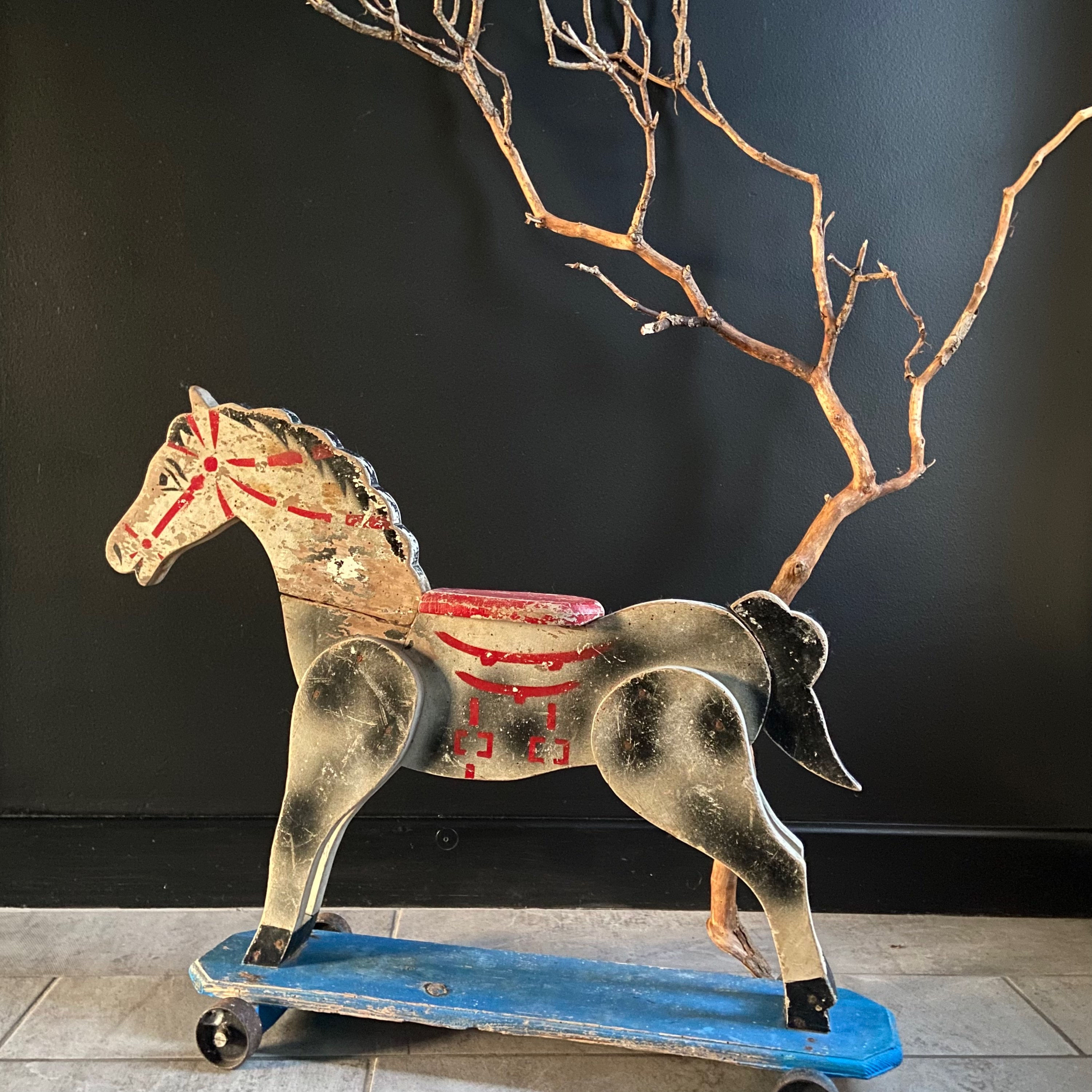 Gorgeous Vintage Wheeled Ride On Horse Found in France