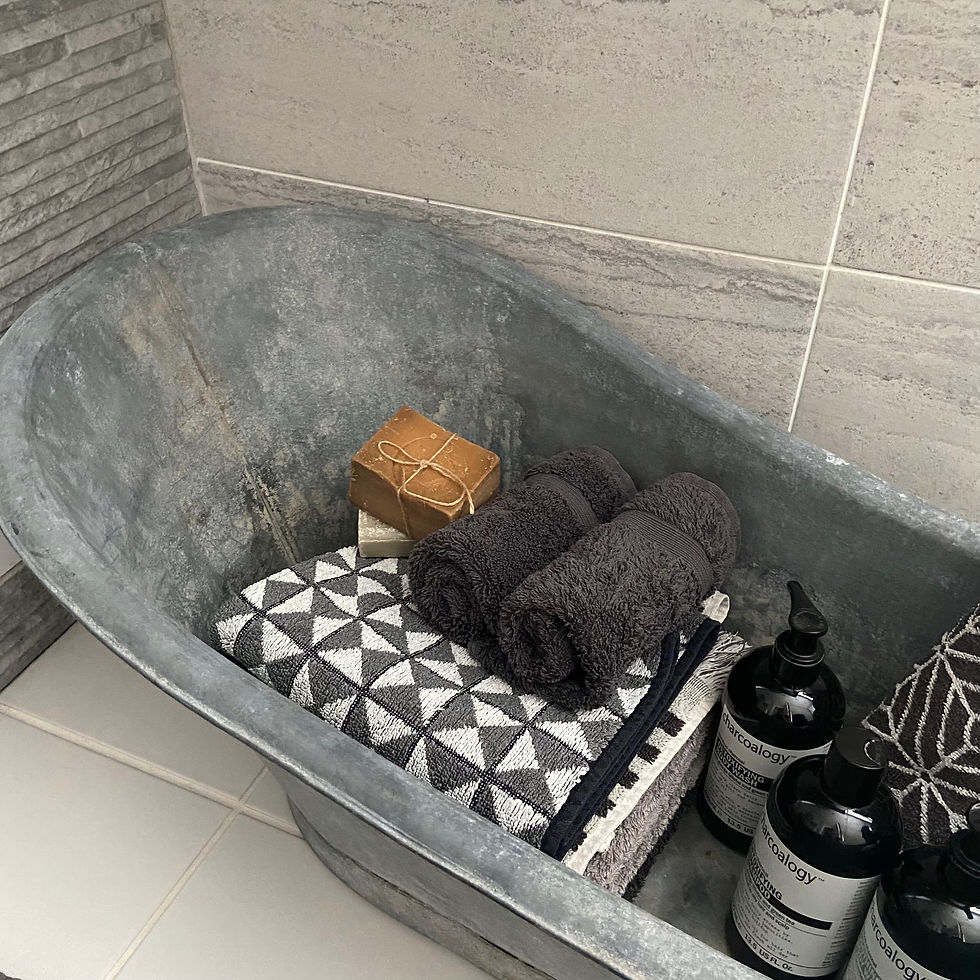 Thumbnail: Vintage French Roll Top Galvanised Childs Bath