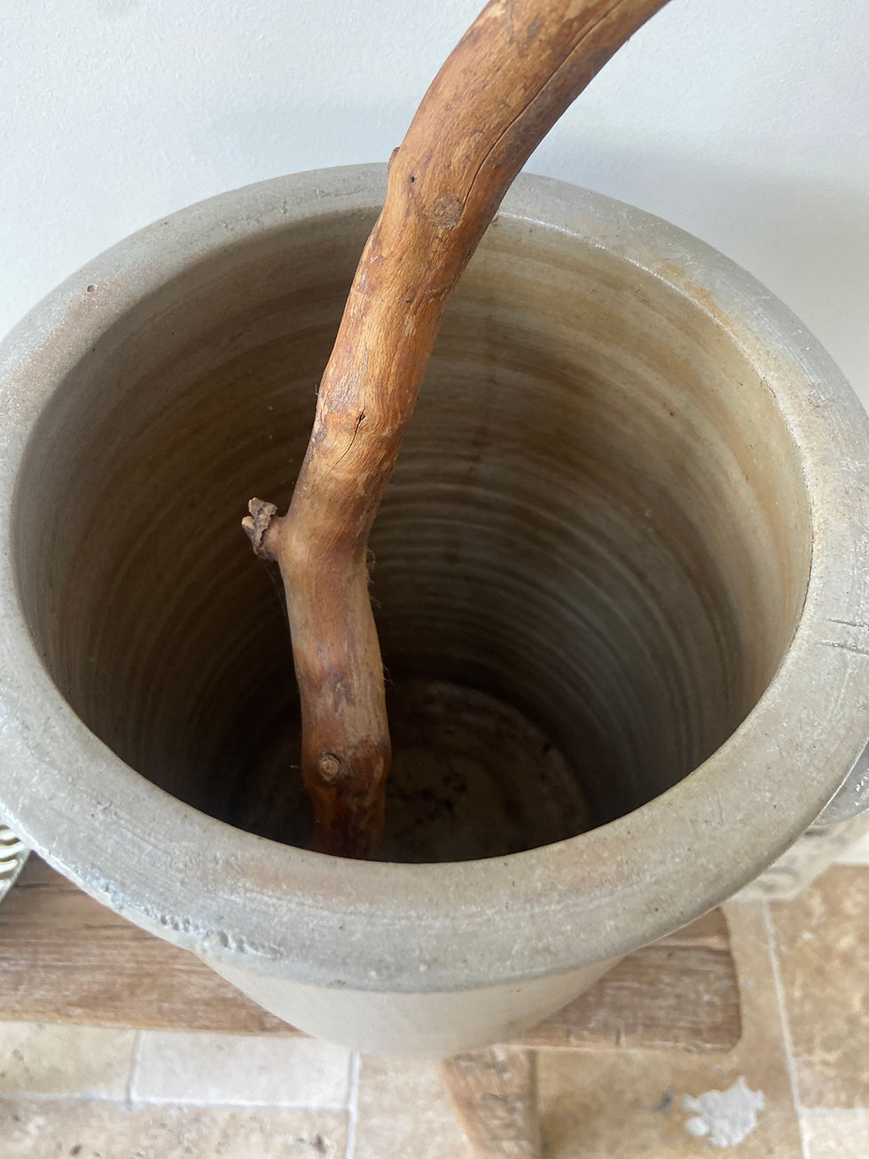 Thumbnail: Large Heavy Vintage Grey Stoneware Pot