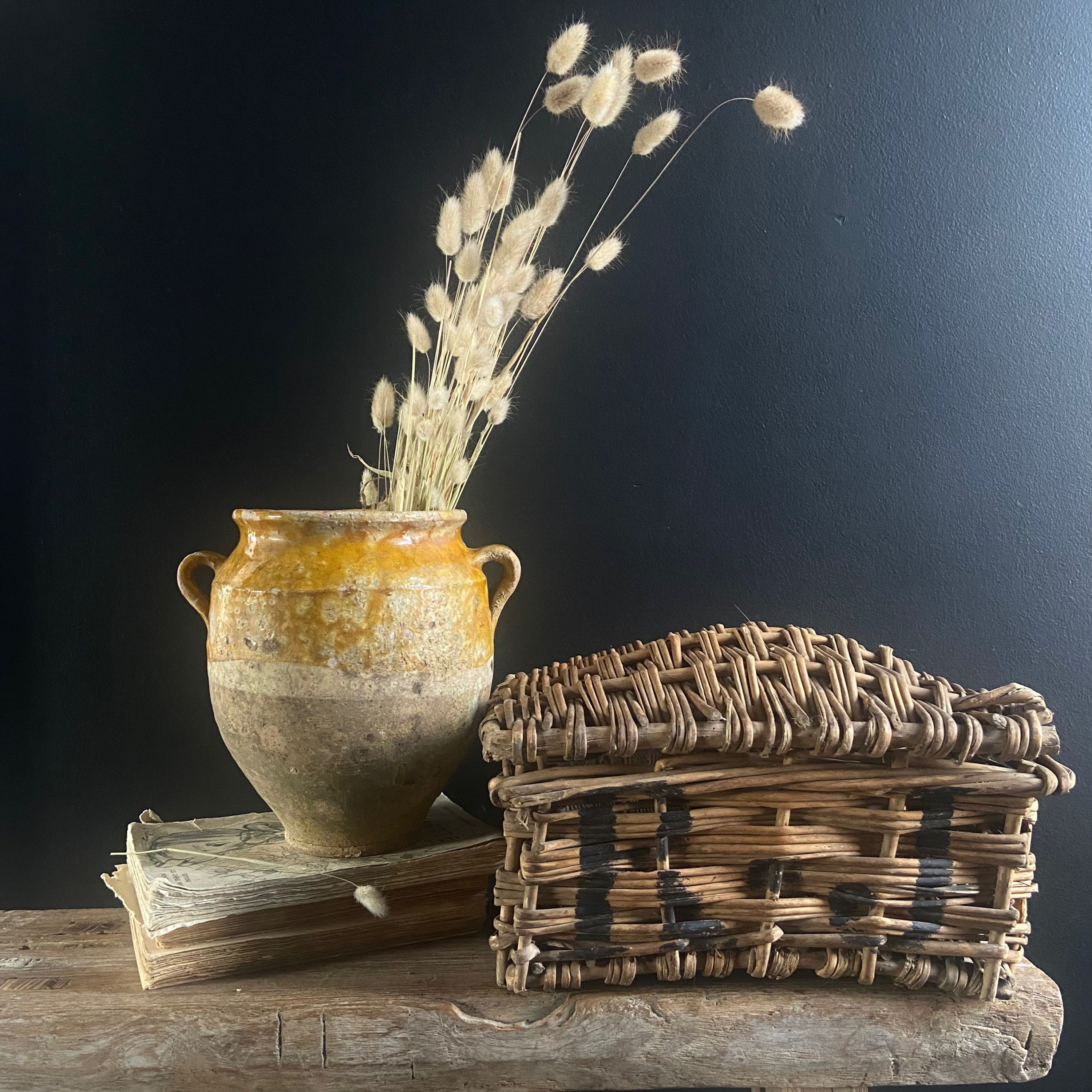 French Vintage Chestnut Basket “ RJ”