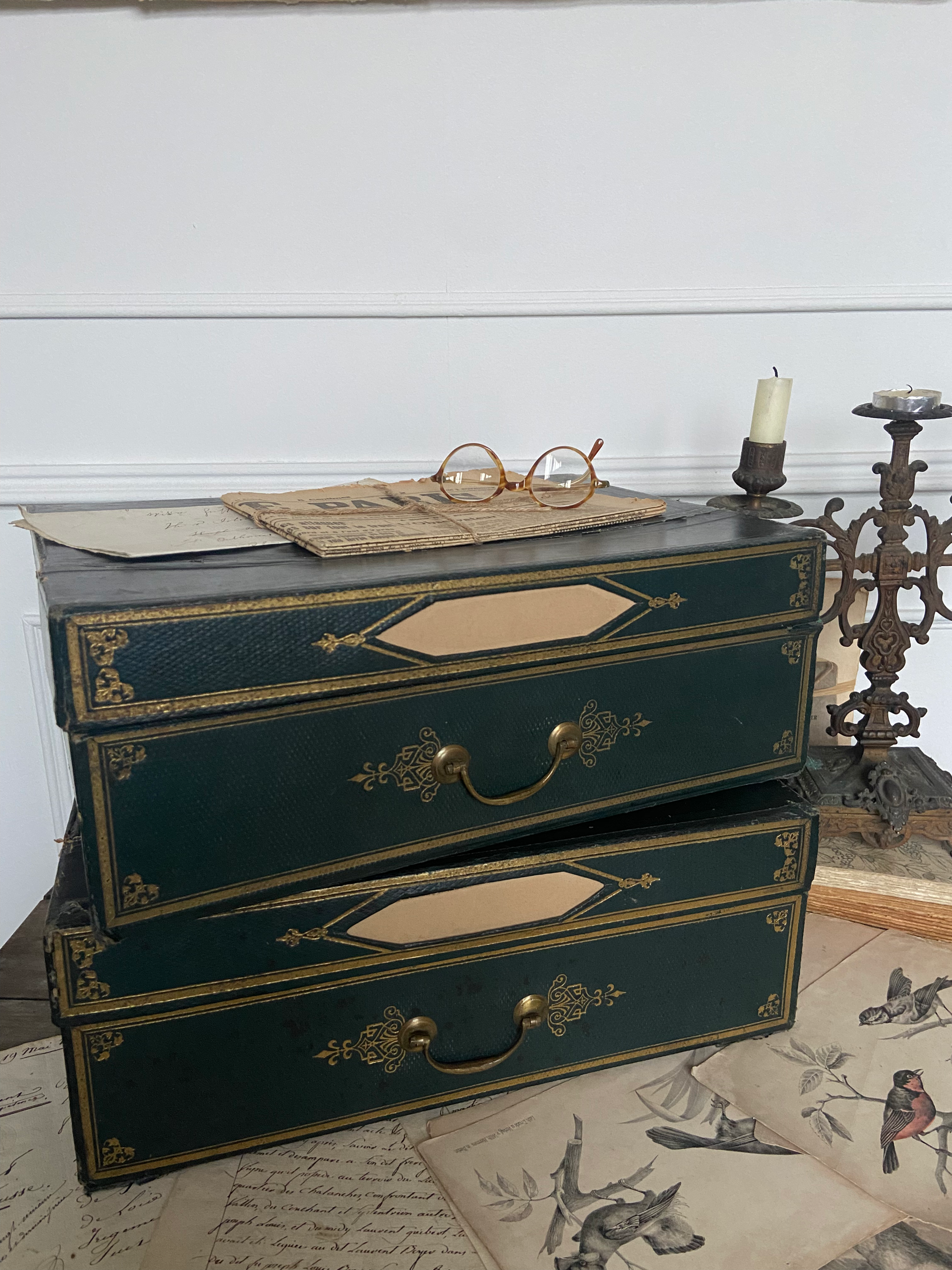 French Antique File Boxes