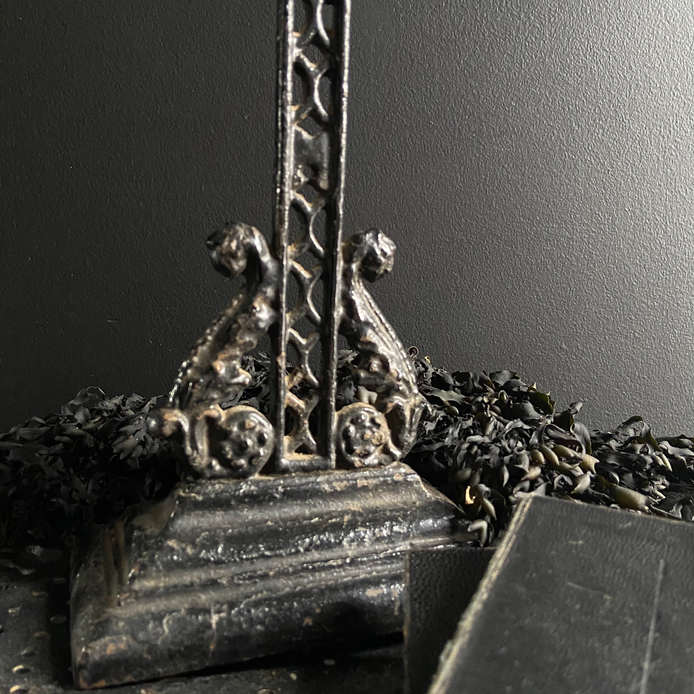 Thumbnail: Vintage French Cast Iron Decorative Standing Cross