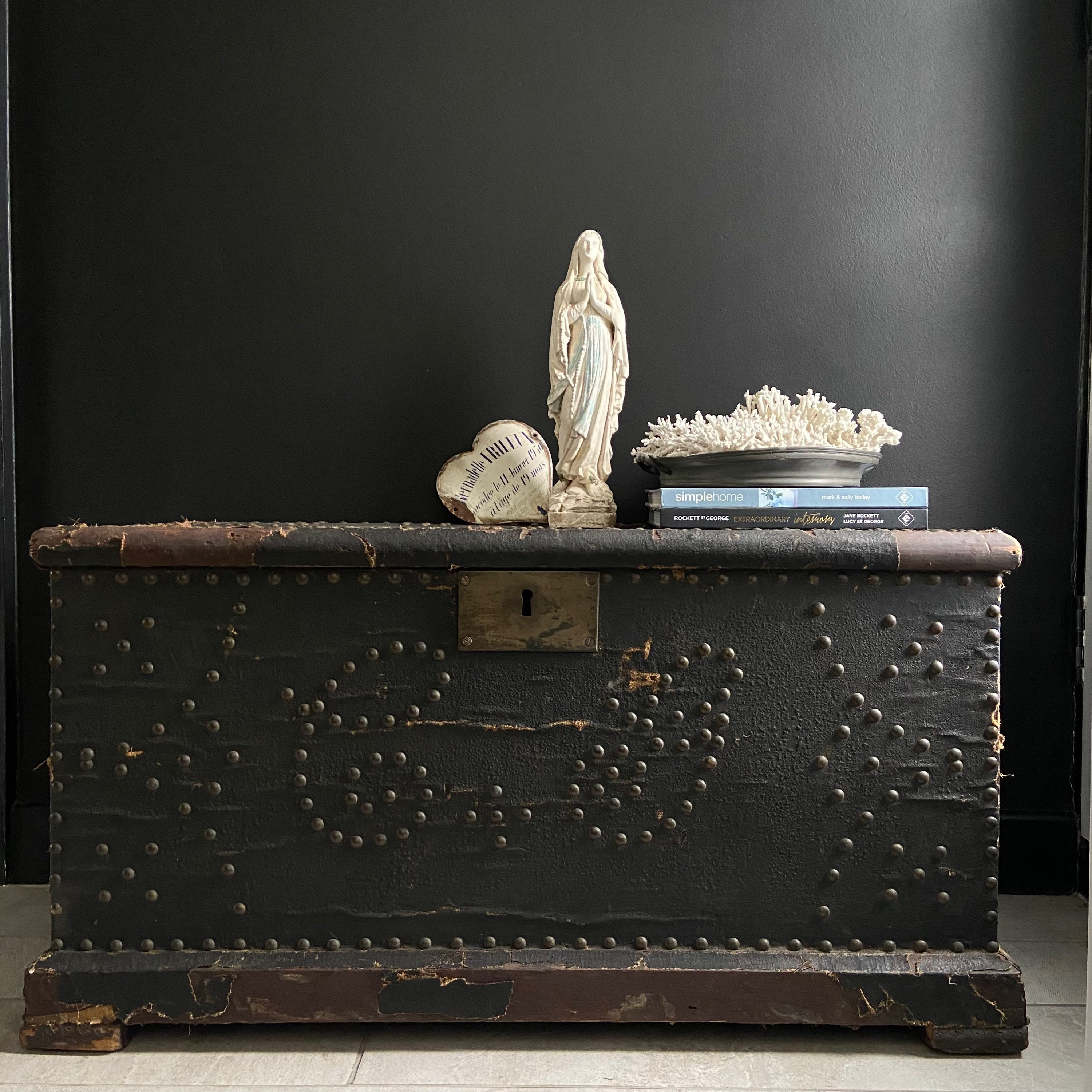 Unusual Antique Marriage Trunk