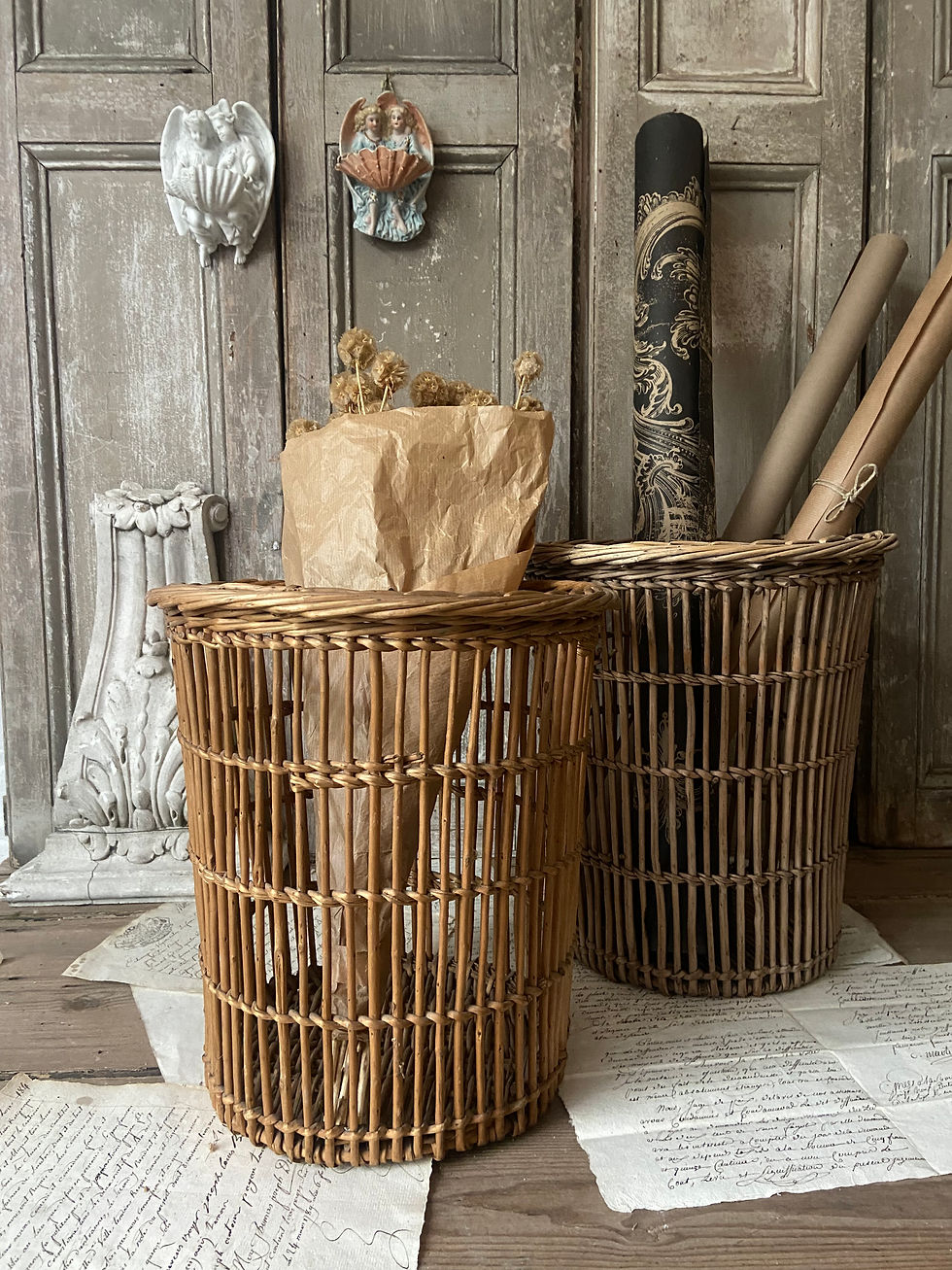 Thumbnail: RESERVED ~ Fabulous Vintage French Paper Basket 
