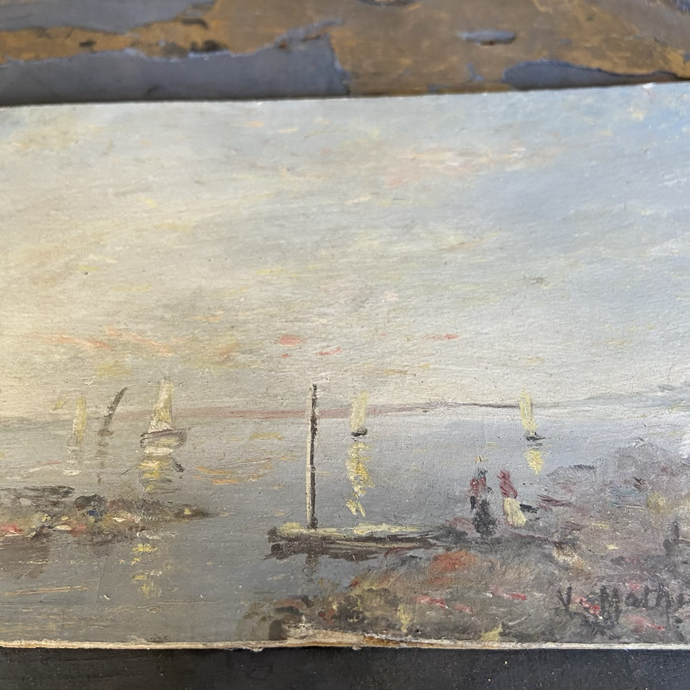 Thumbnail: Postcard Size Watercolour Boat Painting 