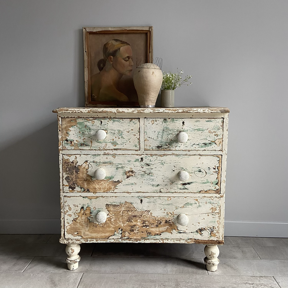Thumbnail: Beautiful White Chippy Paint Antique 2/2 Drawers