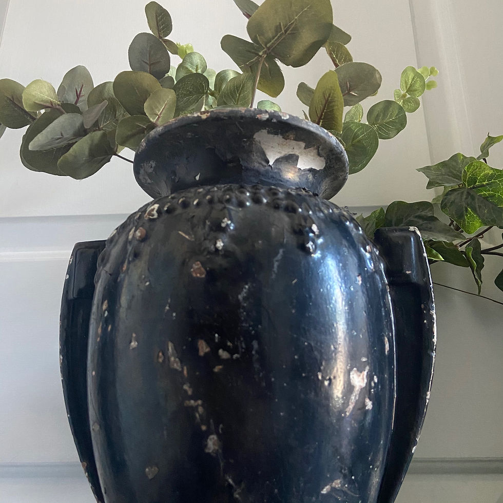 Thumbnail: A Beautiful Vintage Large French Black Cast Iron Vase
