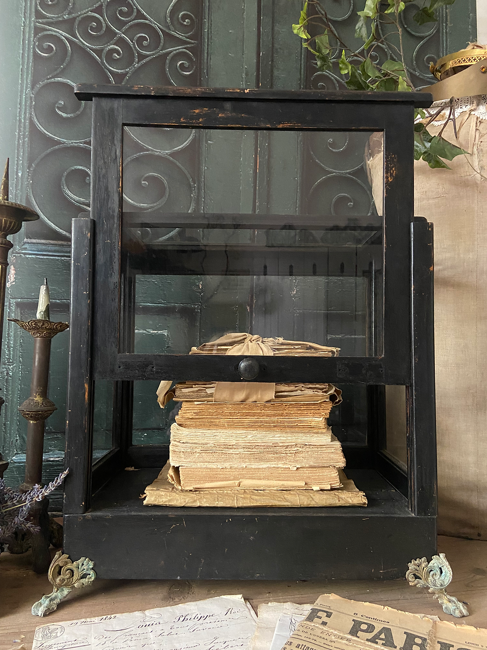 Thumbnail: Stunning French Ebonised Wood and Glass Display Cabinet