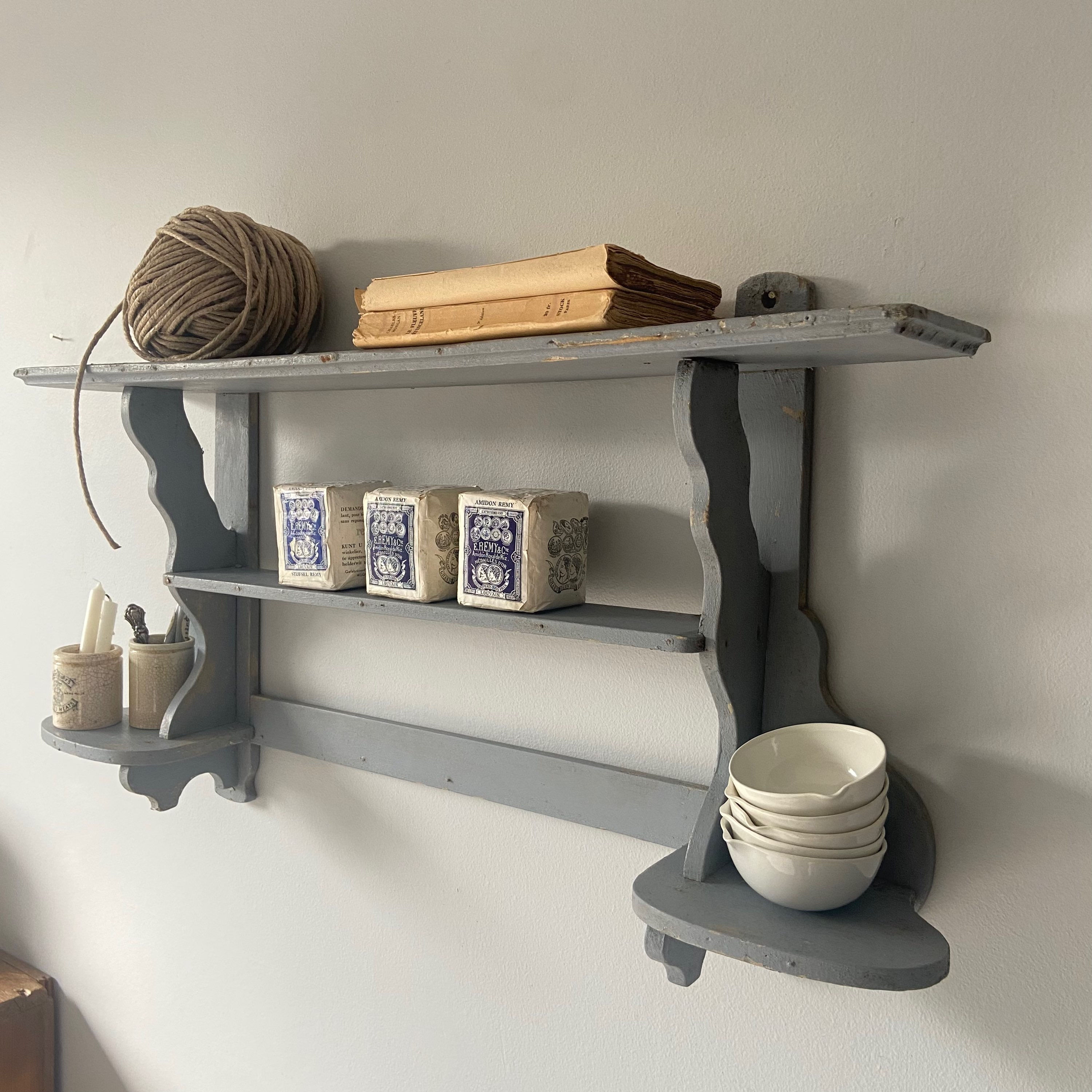 French Chippy Painted Wall Shelf