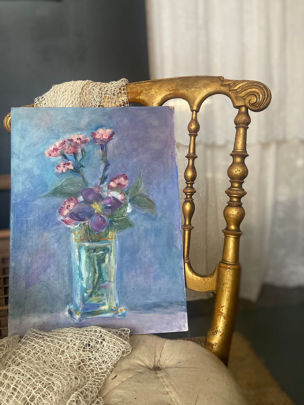 Thumbnail: Lovely Floral on Board in Glorious Pastel Colours 