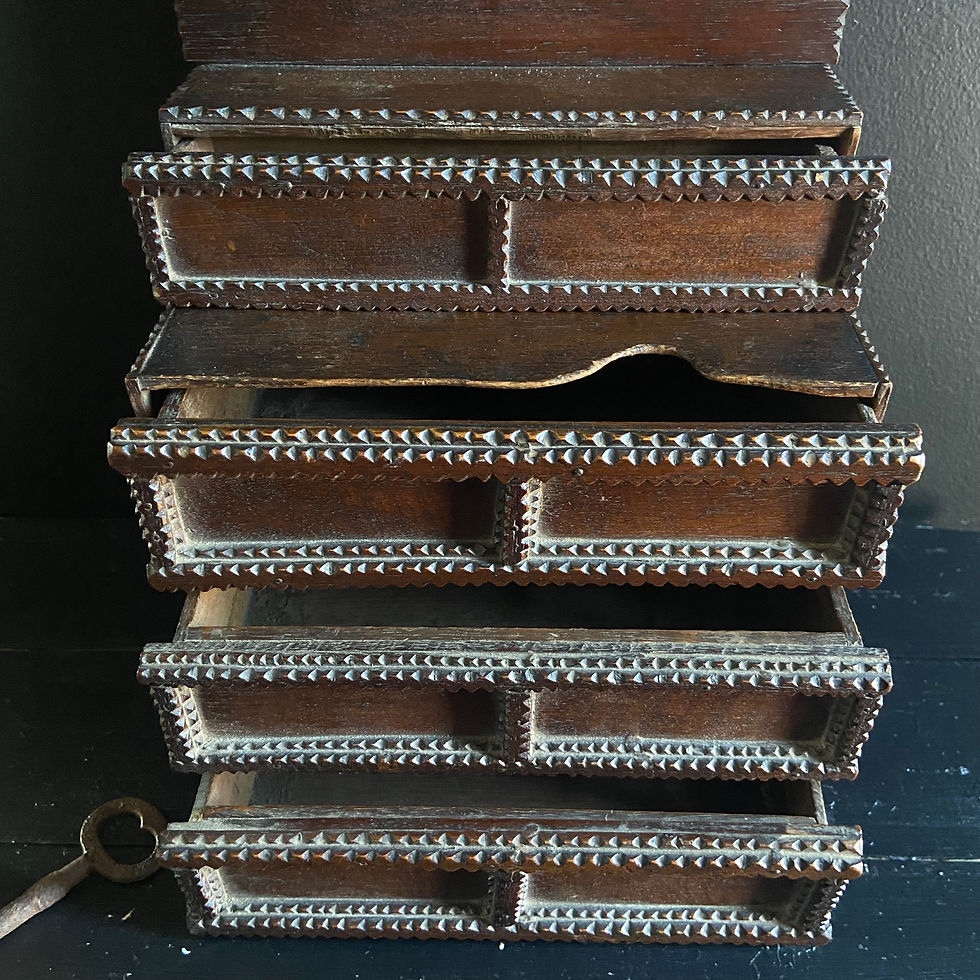 Thumbnail: Unique Antique Tramp Art Mini Dresser 