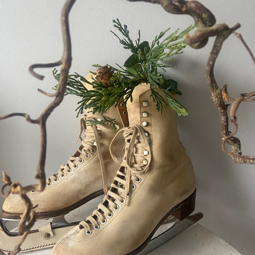 Vintage Leather Ice Skates Saltmill Vintage