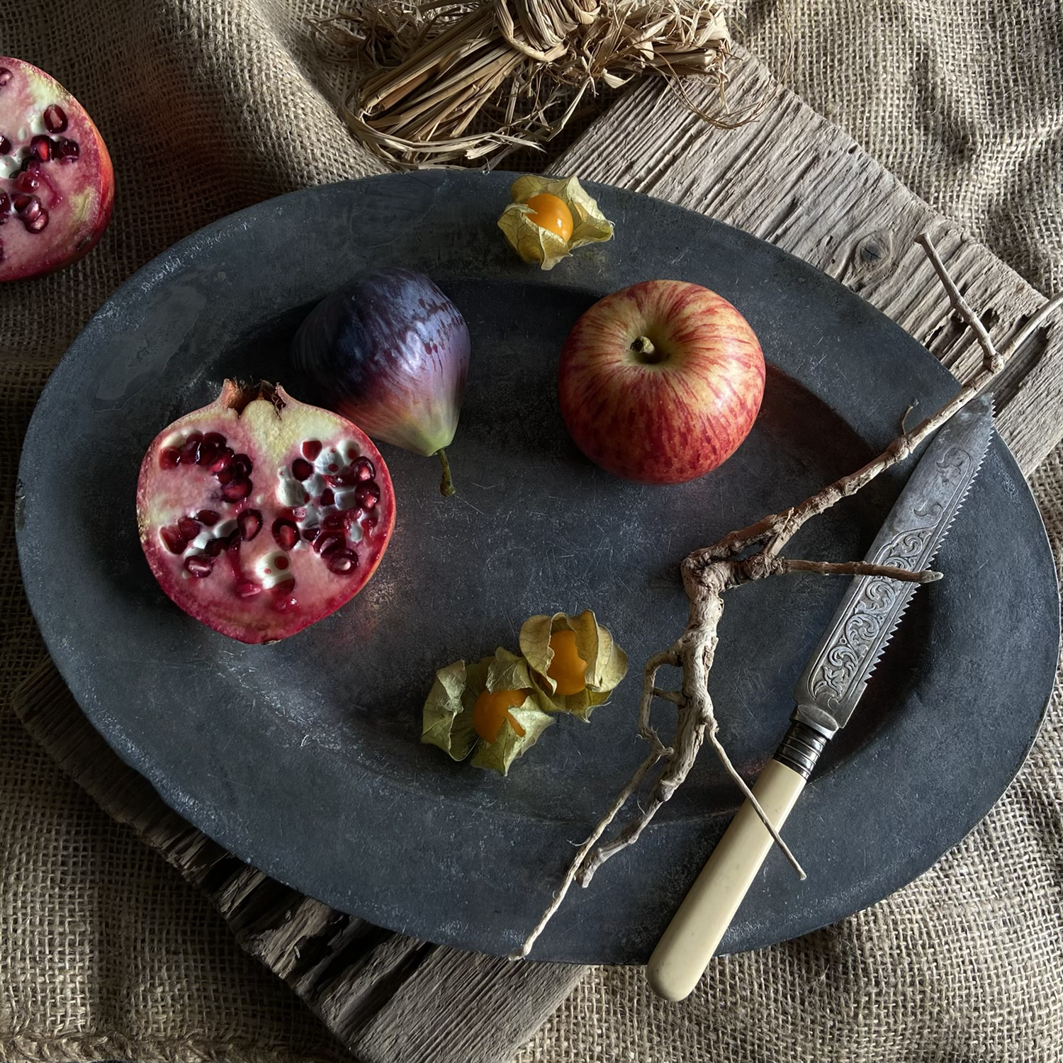 Antique Large Oval Pewter Plate  