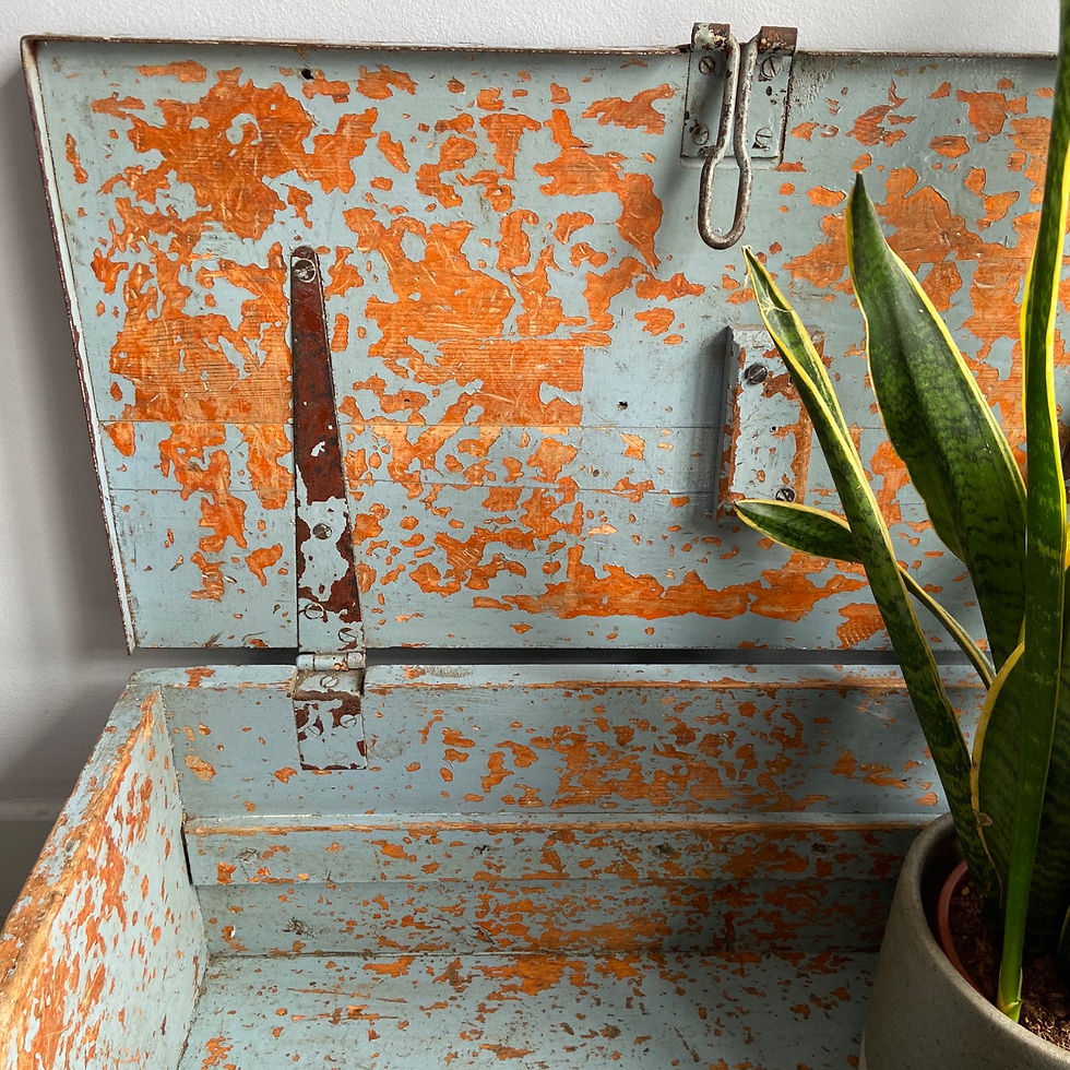Thumbnail: Blue Chippy Paint Vintage Trunk