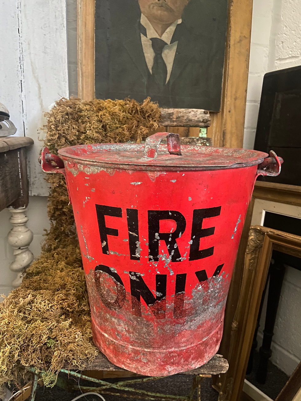 Genuine Vintage Fire Bucket with Lid Majufactured 1961